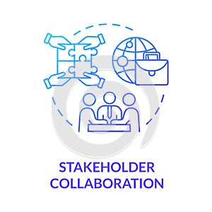 Stakeholder collaboration blue gradient concept icon