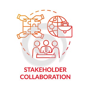 Stakeholder collaboration red gradient concept icon