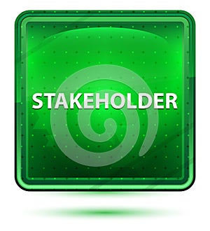 Stakeholder Neon Light Green Square Button