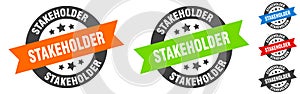 stakeholder stamp. stakeholder round ribbon sticker. tag