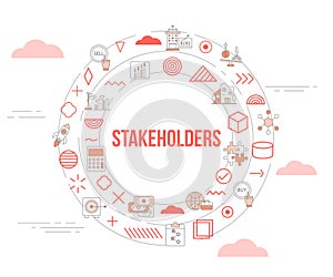 stakeholders concept with icon set template banner and circle round shape