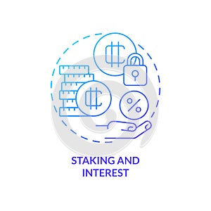 Staking and interest blue gradient concept icon
