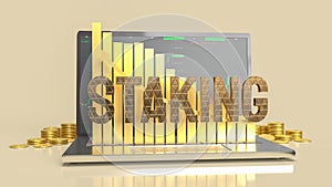 Staking text on notebook for currency or business concept 3d rendering