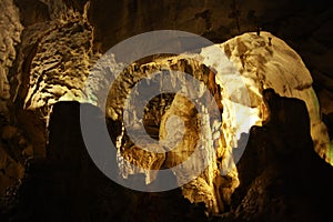 Stalactite cave spelunking