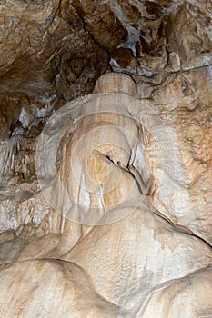 Stalactite formation in karst cave