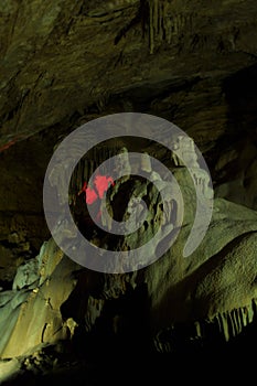 stalactite meets stalagmite a column is born in a cave