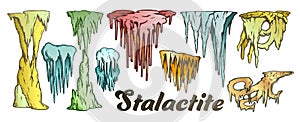 Stalactite And Stalagmite Color Set Vector