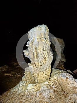 Stalactite and stalagmite in Crocodile Cave on Koh Tarutao