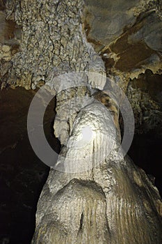 Stalactite and stalagmite formation inside cave