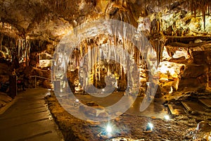 Stalactite and Stalagmite Formations in the Cave