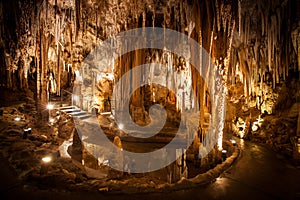 Stalactite and Stalagmite Formations in the Cave