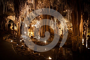 Stalactite and Stalagmite Formations in the Cave