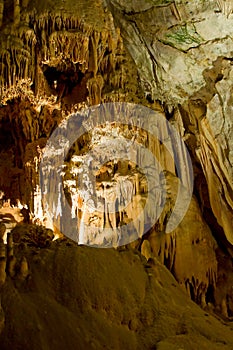 Stalactite and Stalagmite Formations in the Cave.