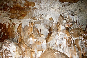 Stalactite and Stalagmite Formations in the Cave of Crimea