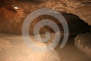 Stalactite and Stalagmite Formations in the Cave of Crimea