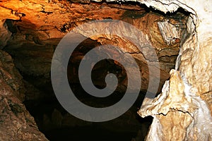 Stalactite and Stalagmite Formations in the Cave of Crimea