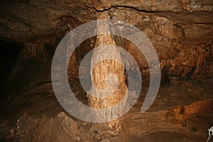 Stalactite and Stalagmite Formations in the Cave of Crimea