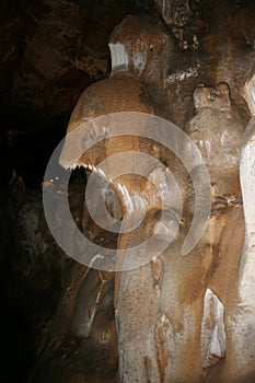 Stalactite and Stalagmite Formations in the Cave of Crimea