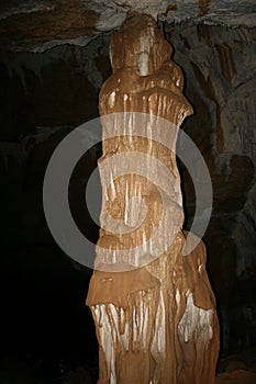 Stalactite and Stalagmite Formations in the Cave of Crimea