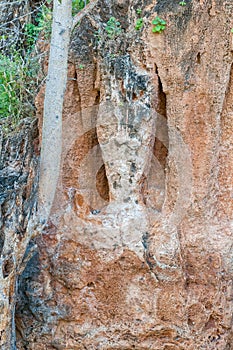 Stalactite and stalagmite pillar of a collapsed cave at Ongongo