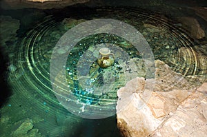 Stalactite, stalagmite walls of the cave. Template for design