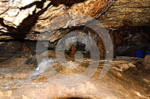 Stalactite, stalagmite walls of the cave. Template for design