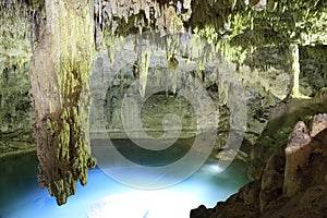 Stalactite at the Suytan Cenote in Mexico photo