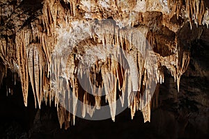 Stalactites in the Gassel-TropfsteinhÃ¶hle cave