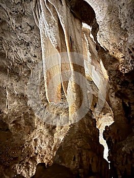 Stalactites and Stalagmite and other rock formations inside the Big Room in Carlsbad Cavern