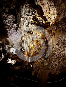 Stalactites and Stalagmite and other rock formations inside the Big Room in Carlsbad Cavern