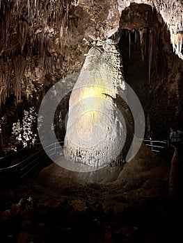 Stalactites and Stalagmite and other rock formations inside the Big Room in Carlsbad Cavern