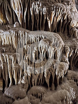 Stalactites and Stalagmite and other rock formations inside the Big Room in Carlsbad Cavern