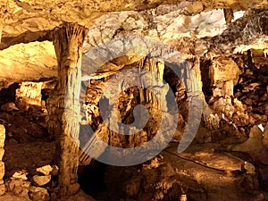 Stalactites and stalagmites in the BallÃÂ±ca cave in Tokat photo