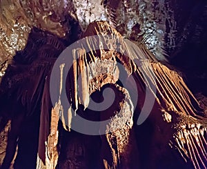 Stalactites and stalagmites in a cave