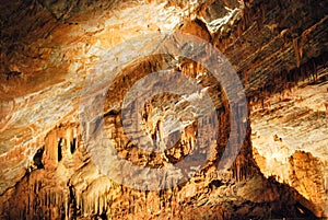 Stalactites and stalagmites  in the cave of the Grandes Canalettes