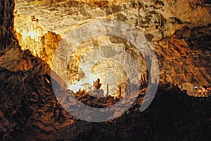 Stalactites and stalagmites  in the cave of the Grandes Canalettes