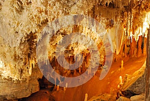 Stalactites and stalagmites  in the cave of the Grandes Canalettes