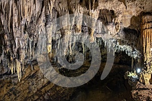 Stalactites and stalagmites at the Caves of Barac in the municipality of Rakovica
