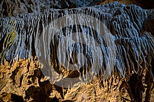 Stalactite and stalagmite formations in Demanovska cave of Liberty, jaskyna slobody Slovakia, Geological formations,