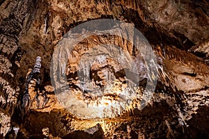 Stalactites and Stalagmites in Luray Caverns, Virginia, USA