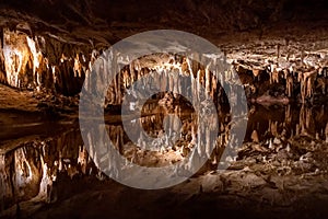 Stalactites and Stalagmites in Luray Caverns, Virginia, USA