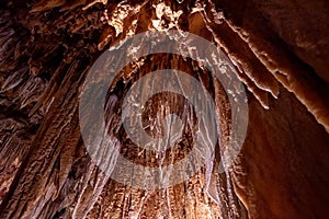 Stalactites and Stalagmites in Luray Caverns, Virginia, USA.