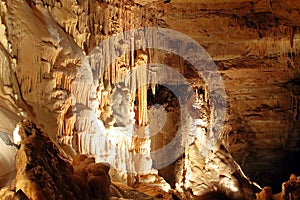 Stalactites and Stalagmites in Natural Bridge Caverns photo