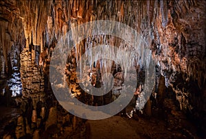 Stalactites at Valporquero cave in Leon