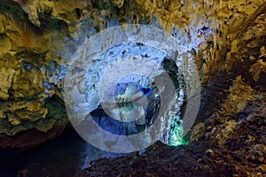 Stalactites in the Vrelo Cave, Matka Canyon