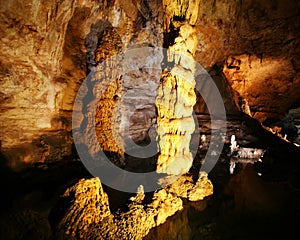 A Stalagmite and Column in Carlsbad Caverns photo