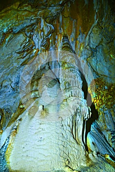 Stalagmite formations in the cave