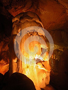 Stalagmite. Marble Cave. Crimea. photo