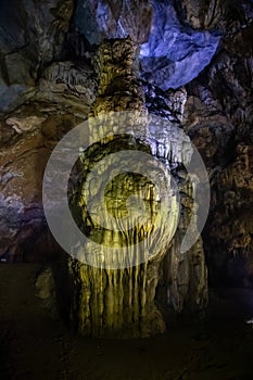 A stalagmite in the Paradise Cave