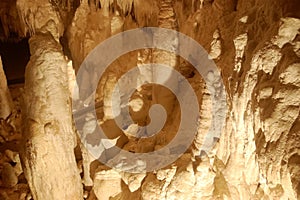 Stalagmites in the cave, Slovakia.